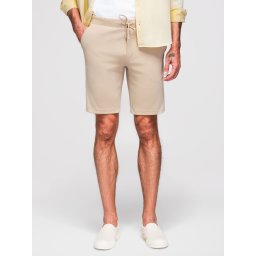 Ombre Casual men's SLIM FIT jacquard knit shorts - beige