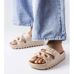 marka niezdefiniowana Beige rubber flip-flops Étoile