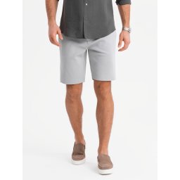 Ombre Men's SLIM FIT structured knit shorts - light grey