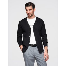 Ombre Monochrome knitted men's viscose cardigan - black