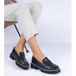 Gemre Black women's loafers on a thick sole Presto