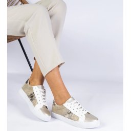 Gemre Women's gold sneakers with animal motif Walorin