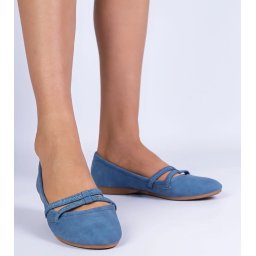 Gemre Blue women's ballet flats made of matte eco-leather Baronna