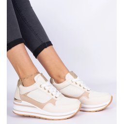 Gemre Beige sneakers decorated with glitter and a metal insert Olaria