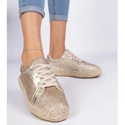 Gemre Golden women's espadrilles decorated with glitter Taredo