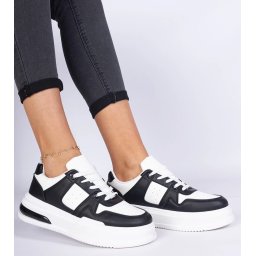 Gemre Black and white women's sneakers with thick sole Rossio
