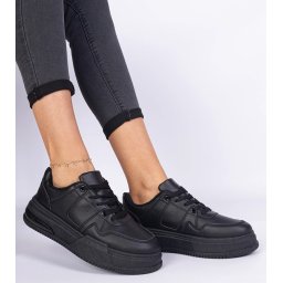 Gemre Black women's sneakers with thick soles Rossio