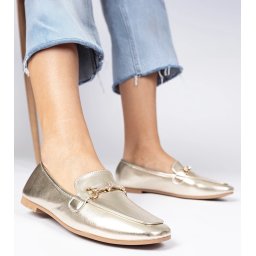 Gemre Golden elegant loafers with a golden ornament and rhinestones Kalisa