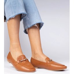 Gemre Brown elegant loafers with a gold ornament and rhinestones Kalisa