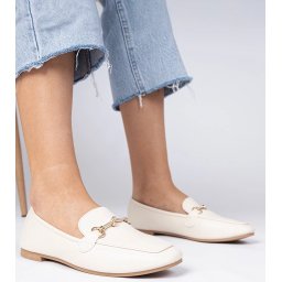 Gemre Beige elegant loafers with gold decoration and rhinestones Kalisa