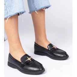 Gemre Black women's loafers with gold decoration Senna