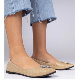 Gemre Golden women's glitter ballet flats with rhinestones Ellada