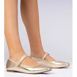 Gemre Golden women's ballet flats with rhinestones Marcelina