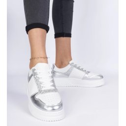 Gemre Silver women's sneakers with thick soles Dolla