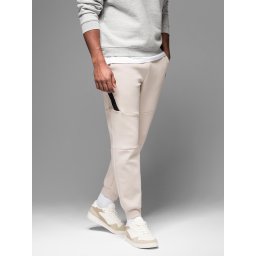 Ombre Men's sweatpants with ribbed cuffs and decorative zipper - sand