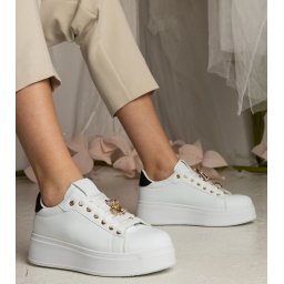 Gemre White and black women's sneakers decorated with stones Sarena