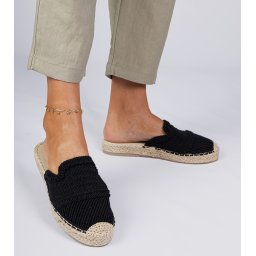marka niezdefiniowana Black Women's Espadrille Slides Pretino