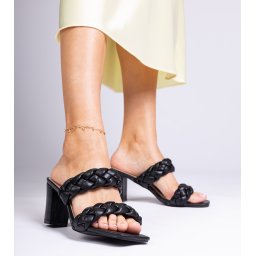 Gemre Black braided heeled slippers Astrika