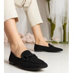 Gemre Black women's openwork loafers with ornament Mensory