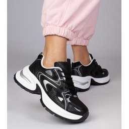 marka niezdefiniowana Black sporty sneakers with thick sole Asetrina