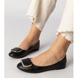 marka niezdefiniowana Black women's ballet flats with rhinestones Bejla