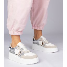 Gemre Beige sneakers with glitter and animal print Bertula