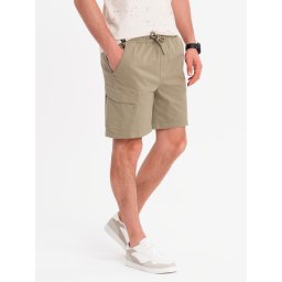 Ombre Men's loose-fit shorts with cargo pockets - light olive