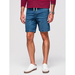 Ombre Men's shorts with elastic waistband and wash effect - blue