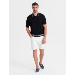 Ombre Men's denim classic shorts with rolled up leg - white