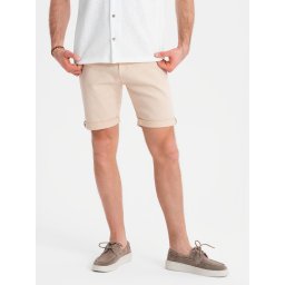 Ombre Men's denim classic shorts with rolled up leg - cream