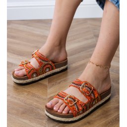 Gemre Orange ethnic sandals with buckles on the straps Zebrina
