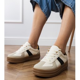 marka niezdefiniowana Beige women's platform sneakers Serila