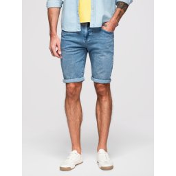 Ombre Men's denim shorts with rolled up leg - light blue