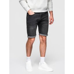 Ombre Men's denim shorts with rolled up leg - black