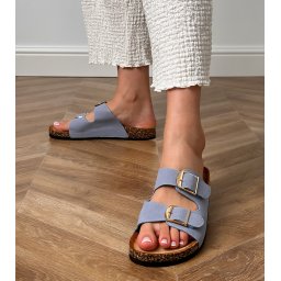 Gemre Blue sandals with buckles on cork sole Cloud