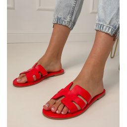 marka niezdefiniowana Red flip-flops adorned with cutouts Ragos