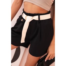 Kesi Włoski Women's high-waisted shorts with a belt black