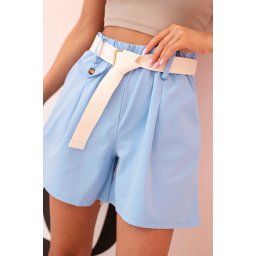 Kesi Włoski Women's high-waisted shorts with a belt blue