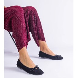 Gemre Black ballet flats with a decorative bow Pollinos