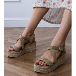 Gemre Green wedge espadrille sandals Sywiera