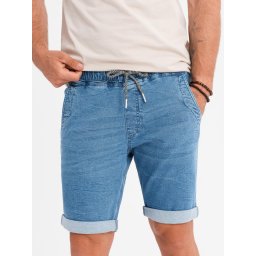 Ombre Men's denim shorts with rolled up leg - light blue