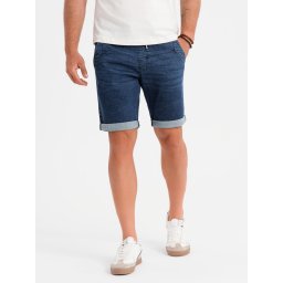 Ombre Men's denim shorts with rolled up leg - dark blue