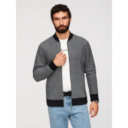 Ombre Men's pique knit bomber jacket - black