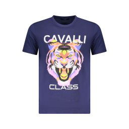 Мъжка тениска с къс ръкав CAVALLI CLASS, синя
