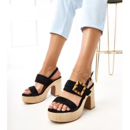 Gemre Black block heel sandals with a buckle Elevira