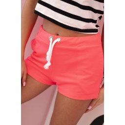 Kesi Women's cotton shorts with a drawstring neon pink