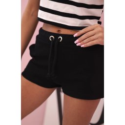 Kesi Women's cotton shorts with a drawstring black