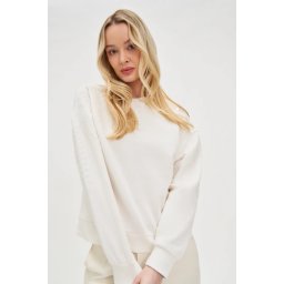 Marisse Women's Sweatshirt L-Bl-4612 Off White