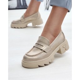 Resti Gold women's eco leather moccasins Sepop- Footwear