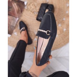Resti Black women's moccasins with gold embellishment Suletta- Footwear